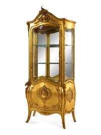 A Louis XV Style Giltwood Vitrine Cabinet