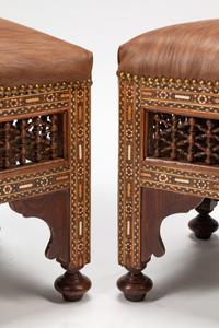 A Pair of Moorish Style Mosaic Inlaid Stools