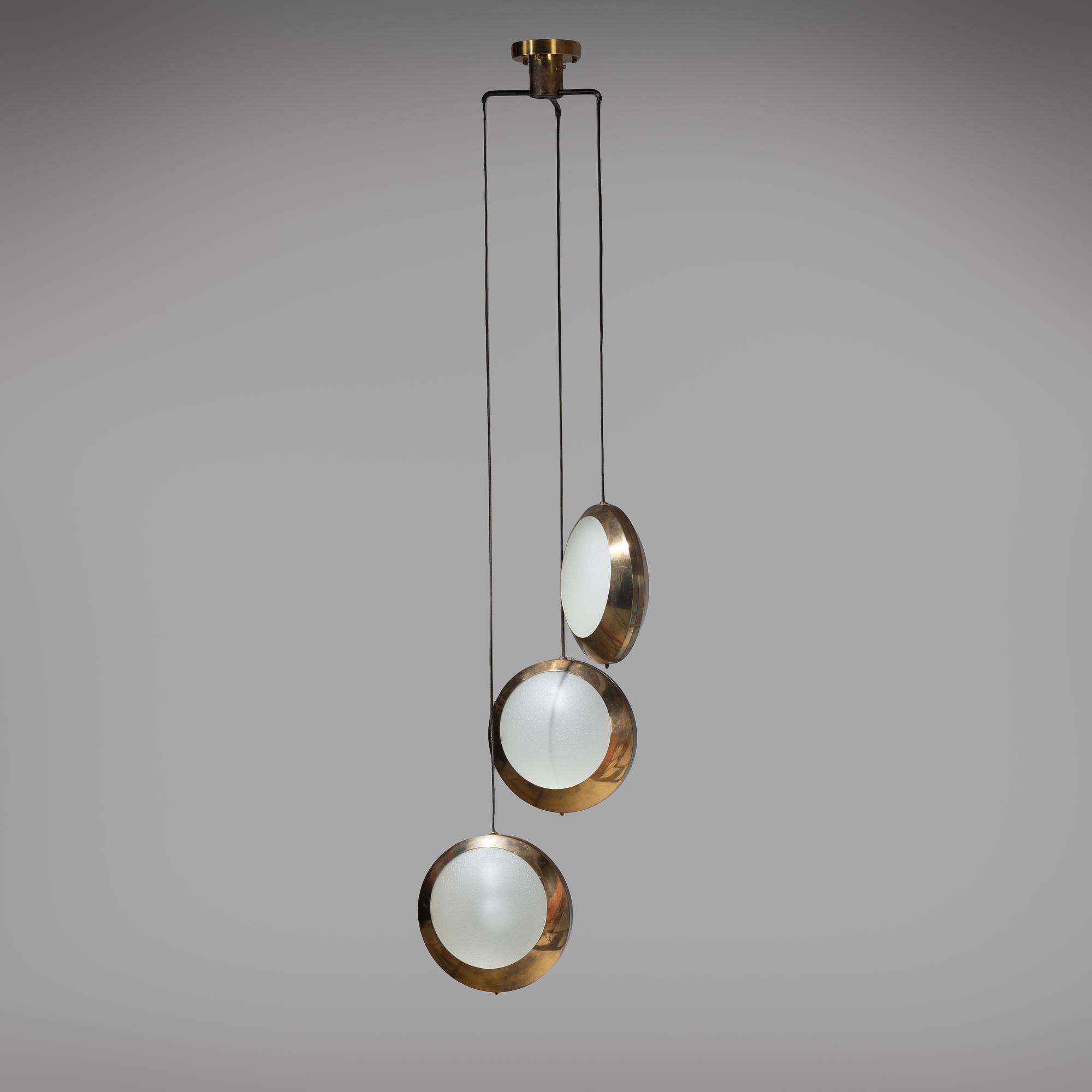 Stilnovo Italy, c. 1950 — Three-Light Pendant, model 1205