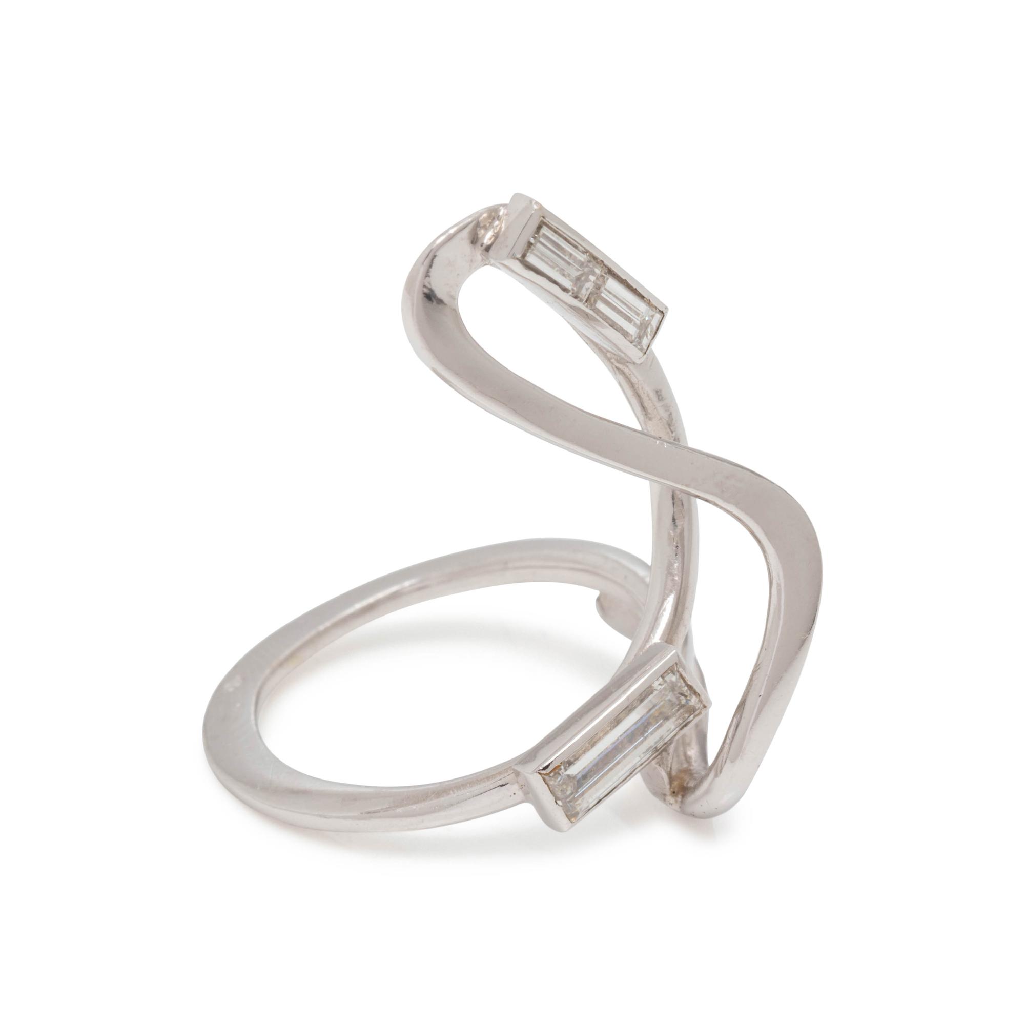 FRENCH, WHITE GOLD AND DIAMOND RING