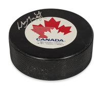 A Wayne Gretzky Signed Autograph Canada Hockey Puck (Beckett Authentication Services Letter BAS Certified),
