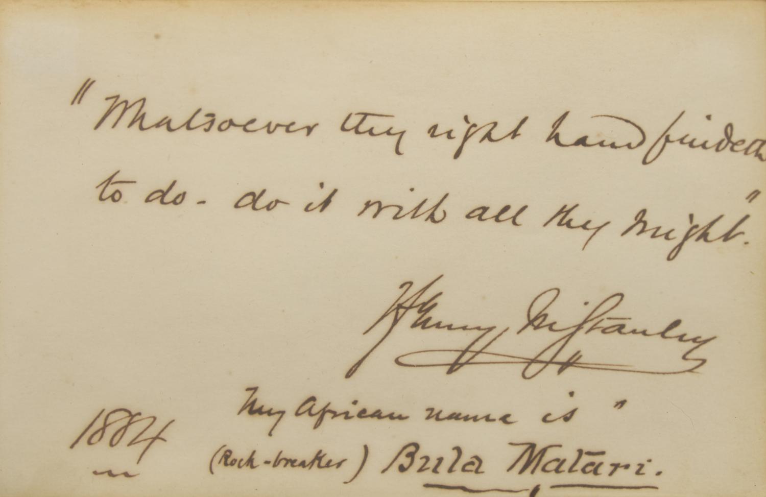 [Travel & Exploration] Stanley, Henry M., and David Livingstone. Group of Two Autograph Quotations, signed