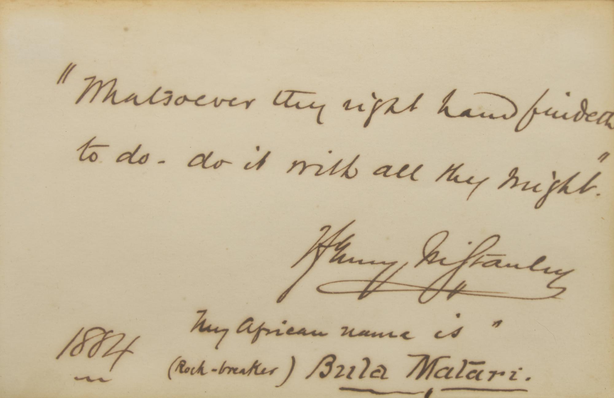 [Travel & Exploration] Stanley, Henry M., and David Livingstone. Group of Two Autograph Quotations, signed