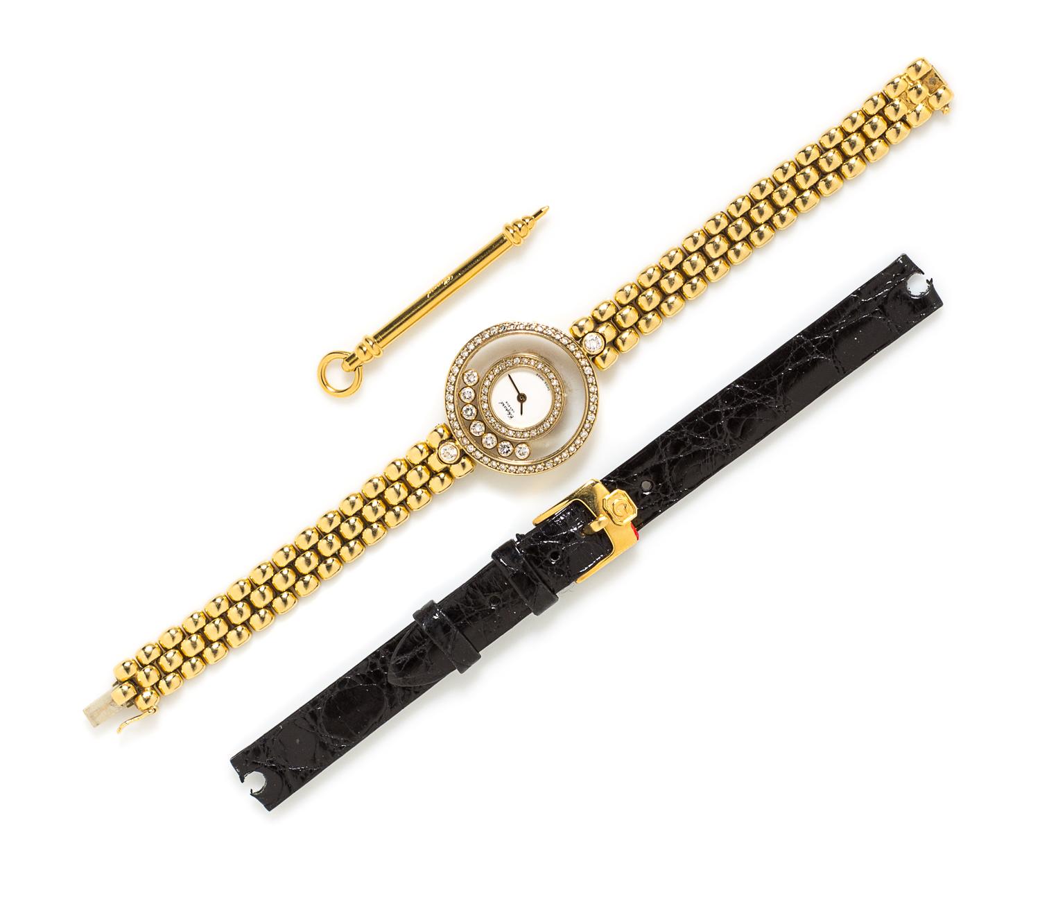An 18 Karat Yellow Gold and Diamond "Happy Diamonds" Watch, Chopard, 32.40 dwts.