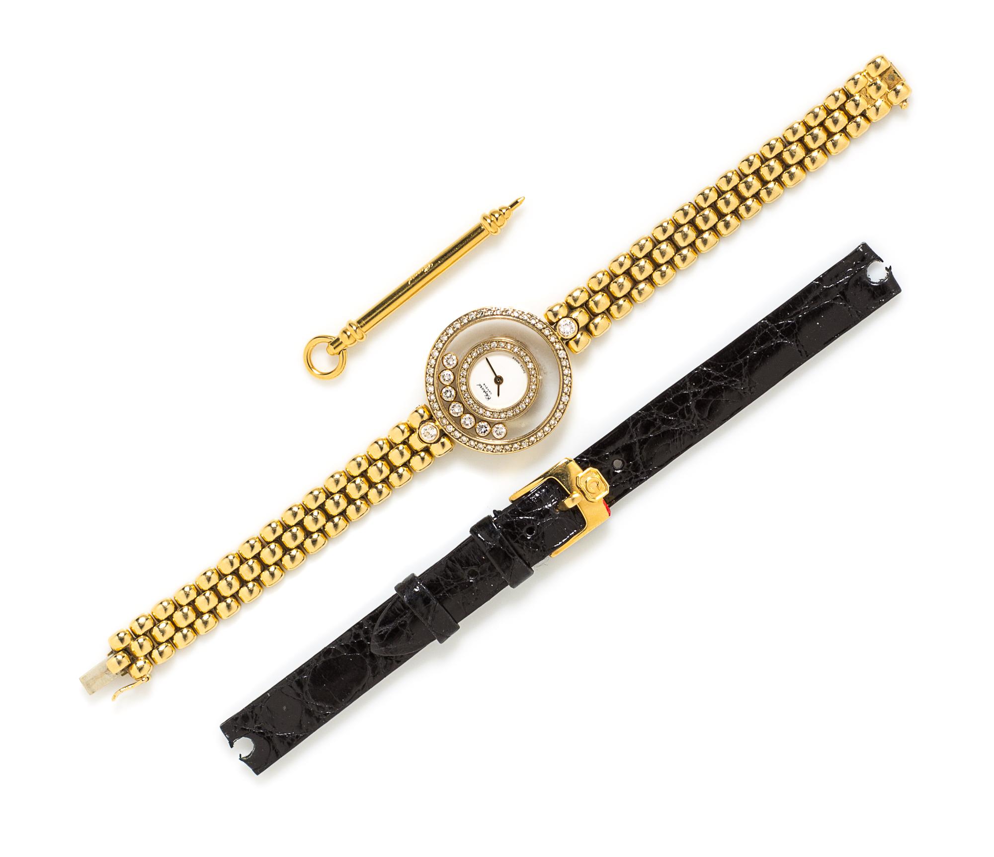 An 18 Karat Yellow Gold and Diamond "Happy Diamonds" Watch, Chopard, 32.40 dwts.