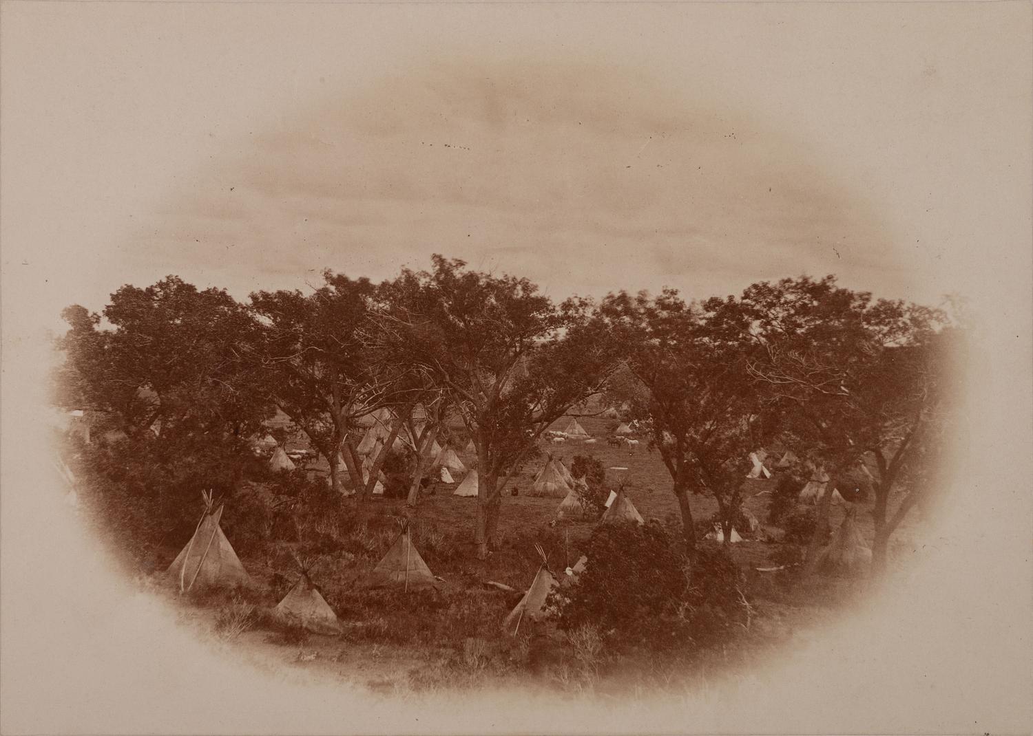 [SOULE, William S. (1836-1908), photographer]. Photograph of an Indian encampment near the Canadian River, Indian Territory. Ca 1868.