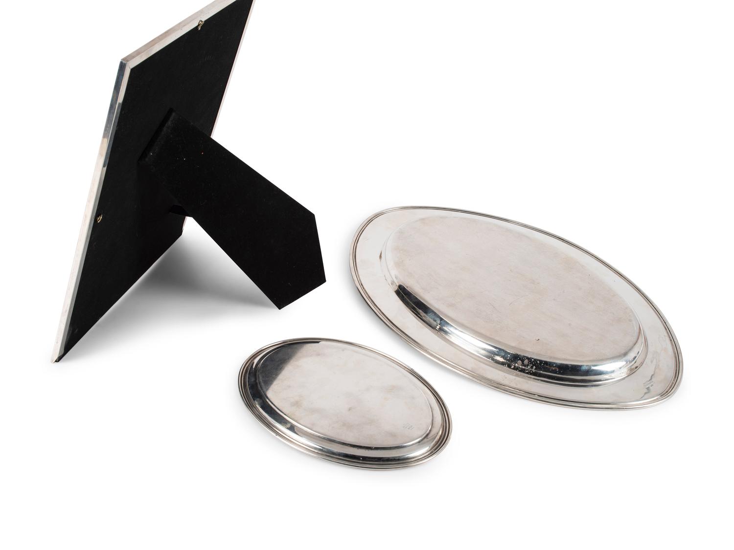 Two American Silver Trays and a Picture Frame