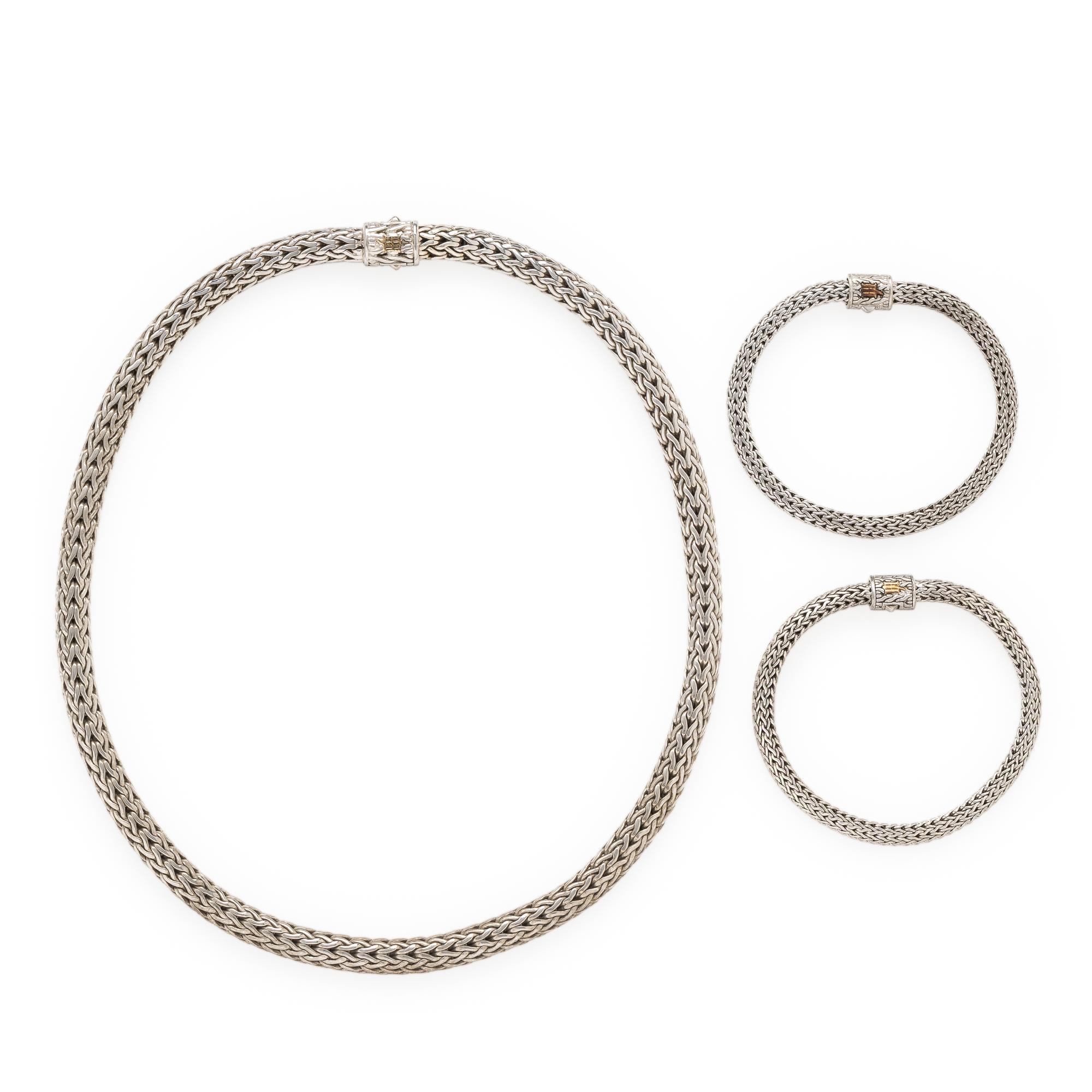 John Hardy, Collection of Diamond, Sterling Silver, and White Gold Jewelry