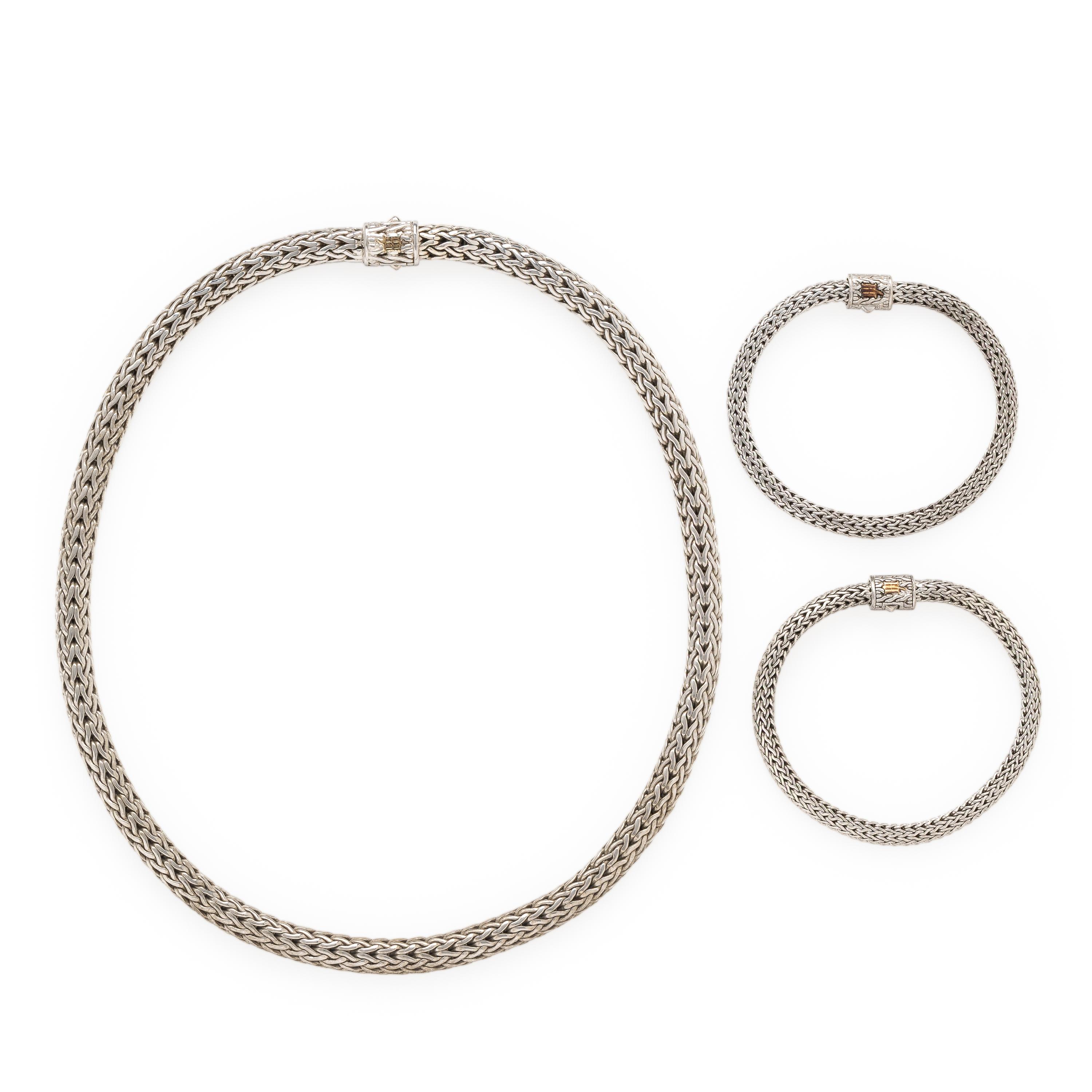 John Hardy, Collection of Diamond, Sterling Silver, and White Gold Jewelry