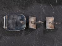 Southwestern-style Sterling Silver and Turquoise Cuff Links and Belt Buckle