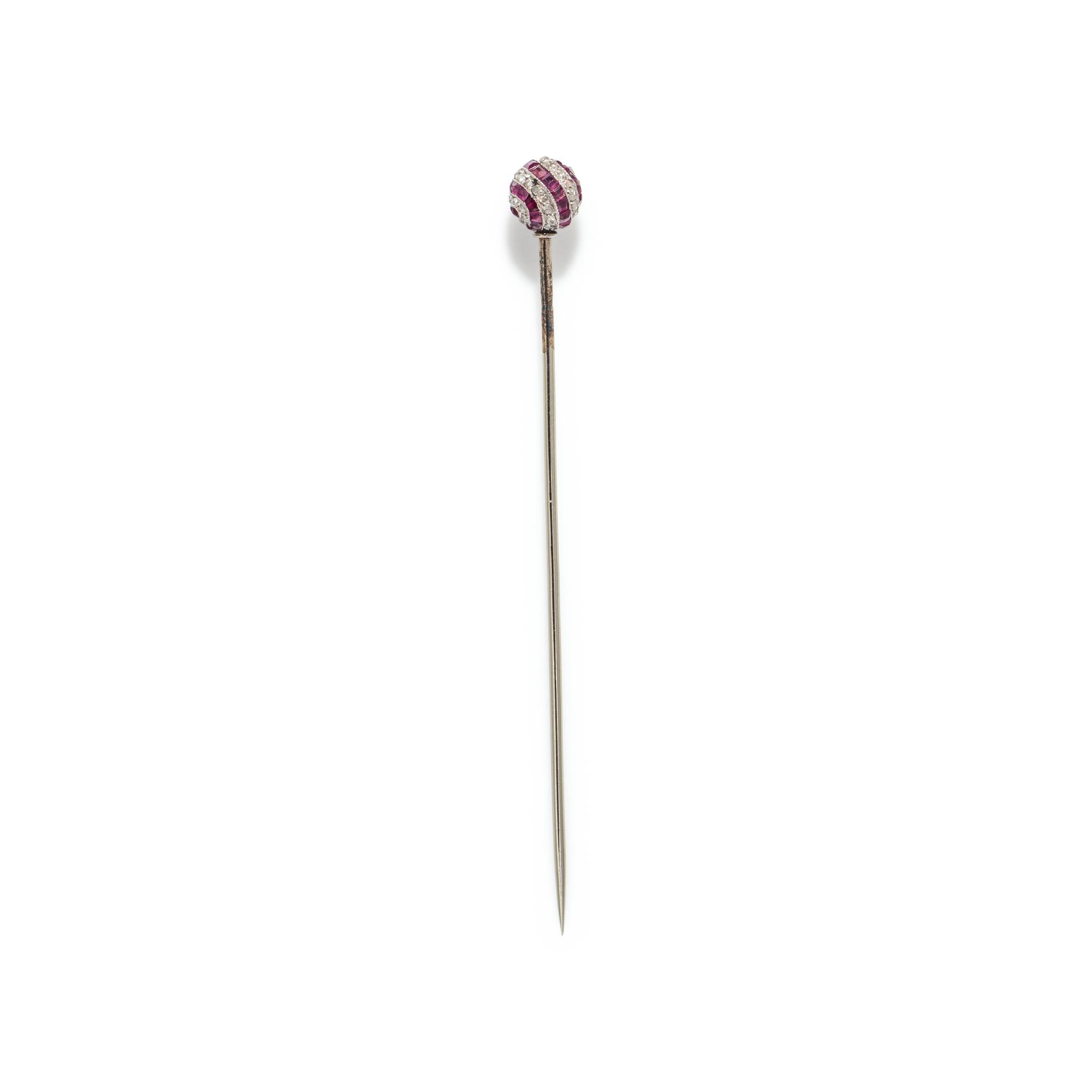 ANTIQUE, DIAMOND AND RUBY STICK PIN