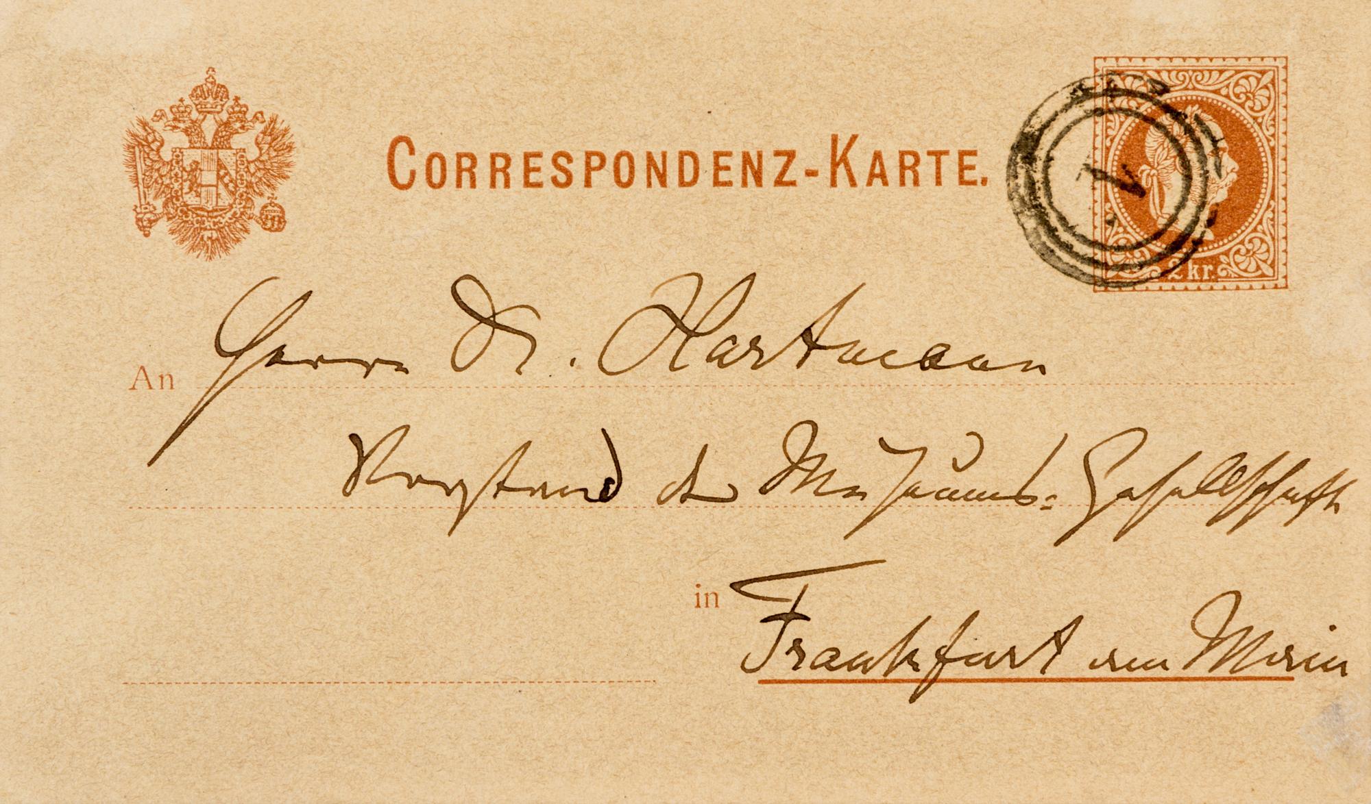 BRAHMS, Johannes (1833-1897). Autograph letter signed ("J. Brahms"), to Dr. Hartmann of the Musikhaus Gesellschaft. Frankfurt, [n.d.].