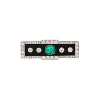 ART DECO, ONYX, EMERALD AND DIAMOND BROOCH