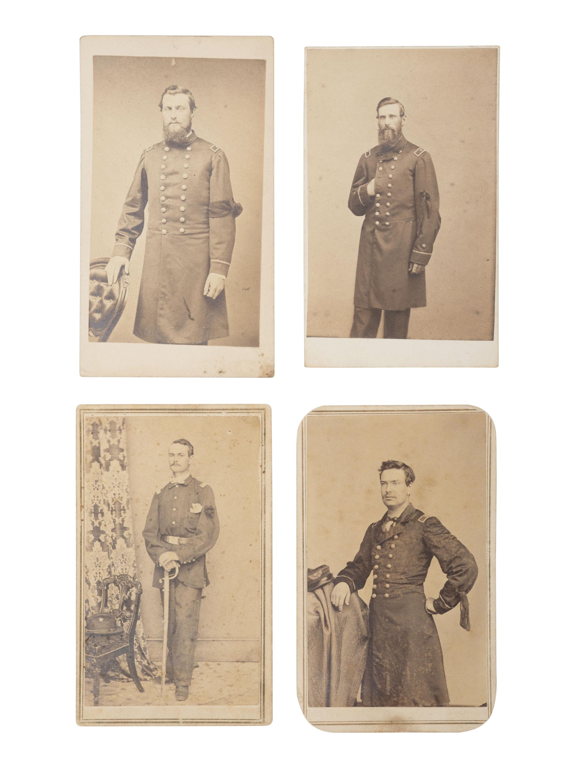 [LINCOLN FUNERAL]. A group of 12 CDVs featuring generals and other high ranking officers wearing Lincoln mourning badges and bands. Incl. Generals GRANT, LOGAN, EKIN, & MCLAUGHLIN.