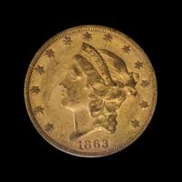 A United States 1863-S Liberty Head $20 Gold Coin