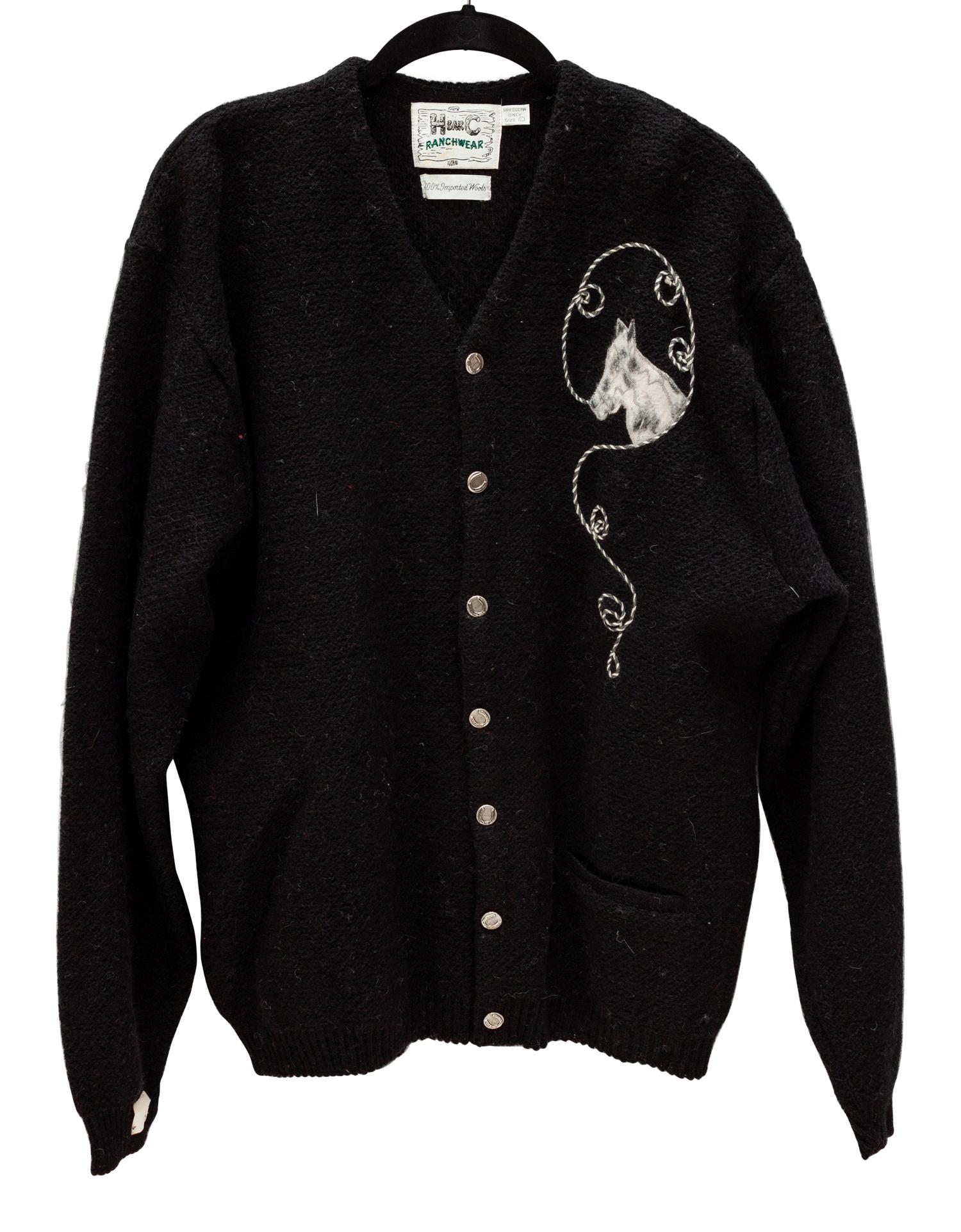 Five H Bar C Bronc-Shawl Wool Sweaters with horse and rope embellishments