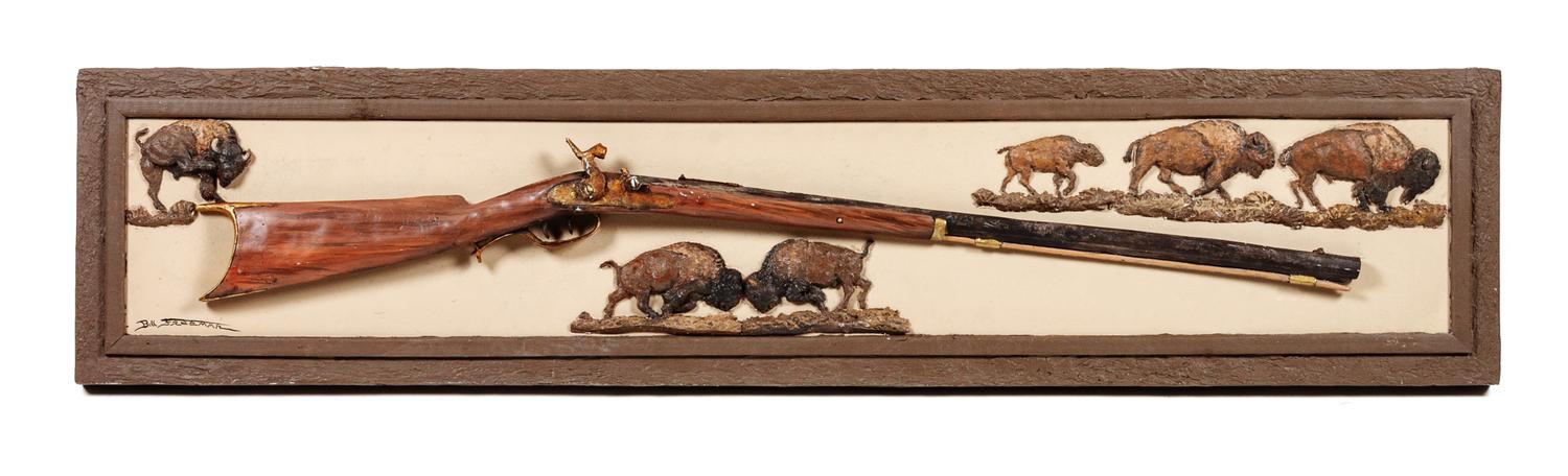Bison and Rifle Wall Plaque