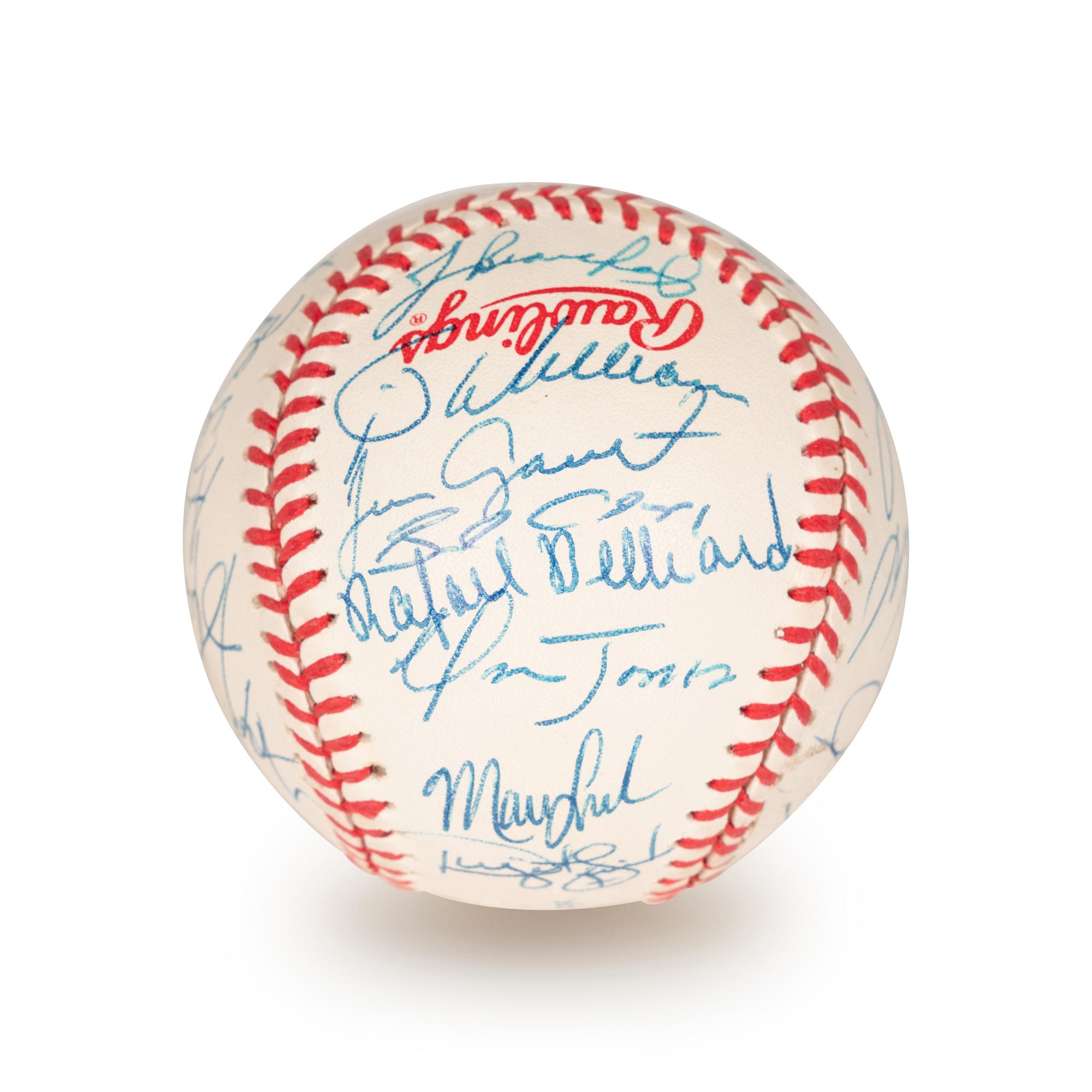 A 1996 Atlanta Braves National League Champion Team Signed Autograph Baseball With 32 Signatures (Beckett Authentication Services Letter BAS Certified),