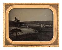 [EARLY PHOTOGRAPHY]. Half plate ambrotype of a New England coastal scene.