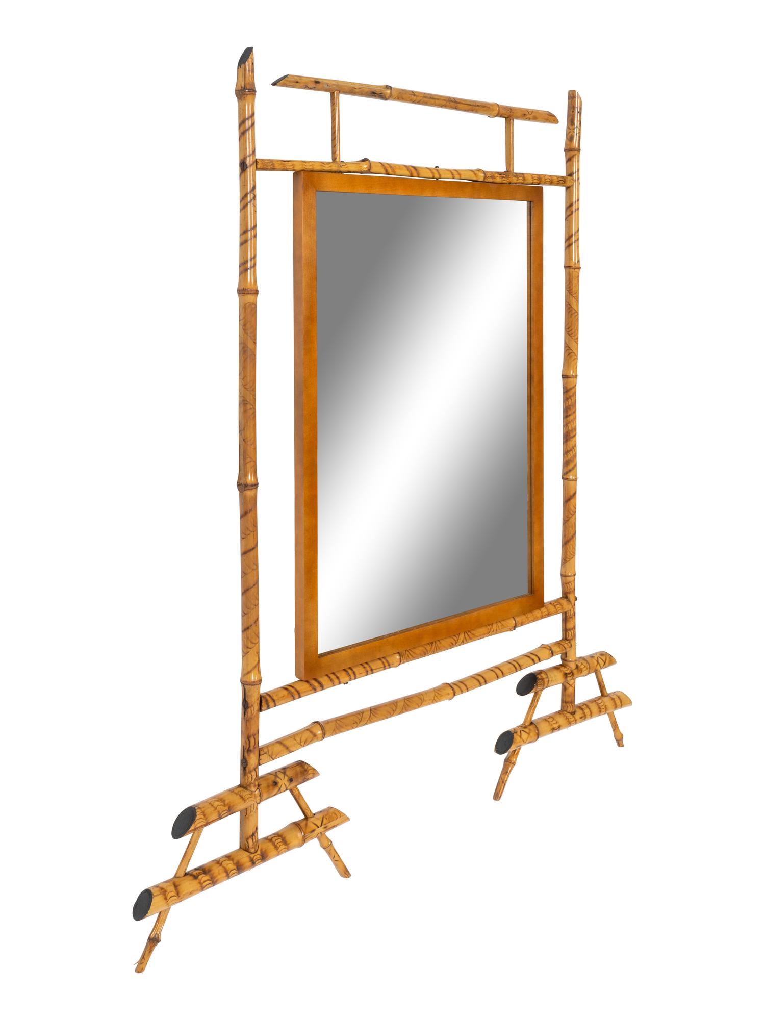 A Victorian Bamboo Overmantel Mirror
