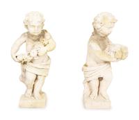 A Pair of Carved Stone Cherubs