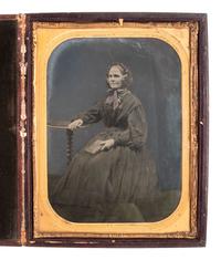 [EARLY PHOTOGRAPHY]. Whole plate ambrotype of aged woman & half plate ambrotype of aged gentleman.