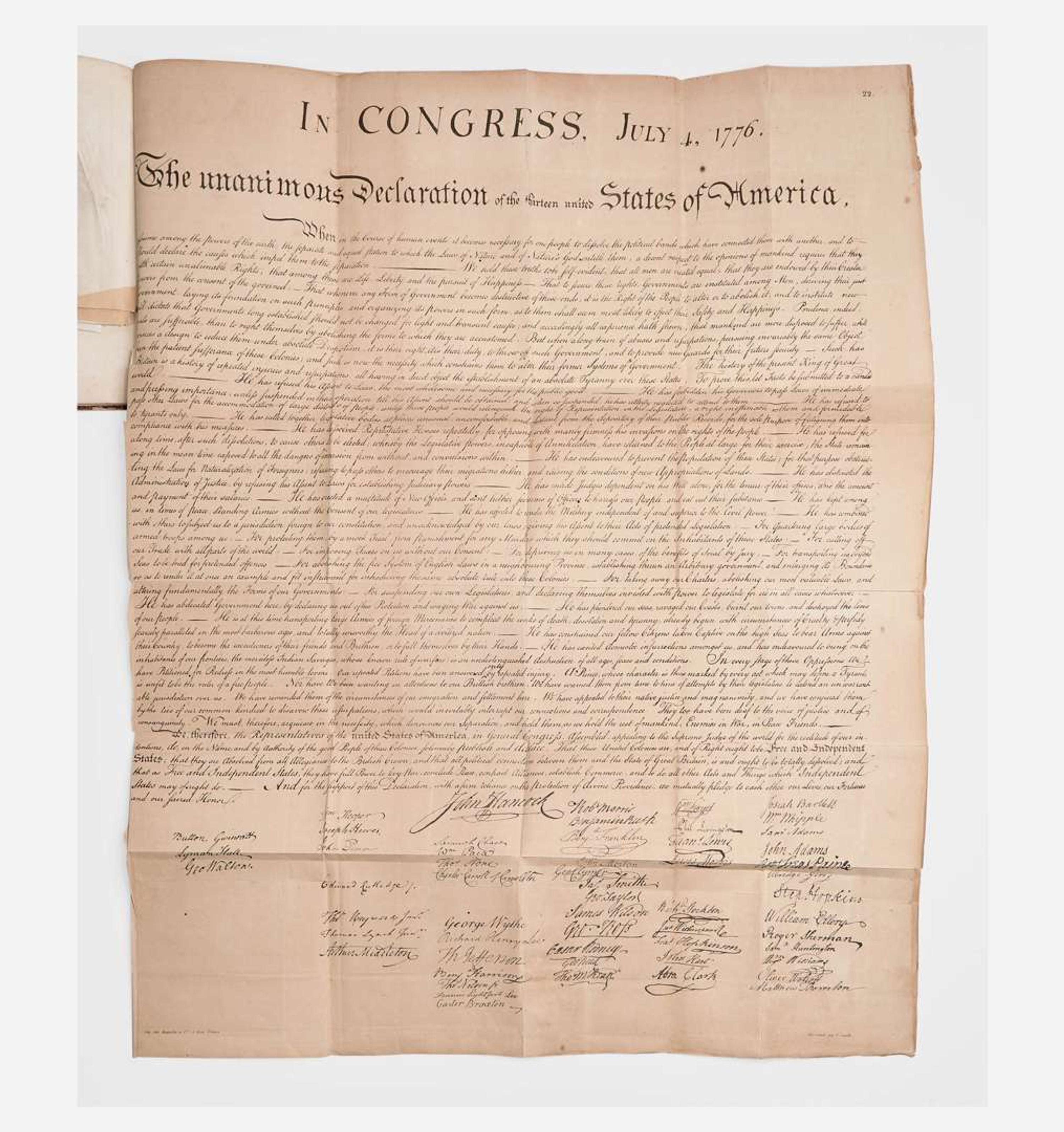 [Declaration of Independence] In Congress, July 4, 1776. The unanimous Declaration of the thirteen united States of America…