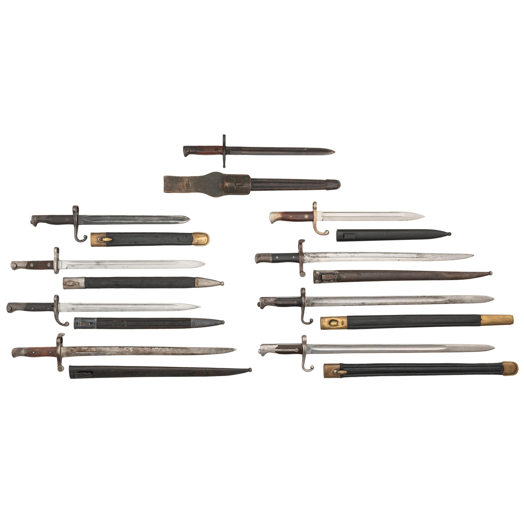 Lot of Eight Historic Bayonets and one Reproduction