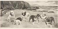 Two Prints depicting Bulldogs Largest: 17 1/4 x 30 3/4 inches.