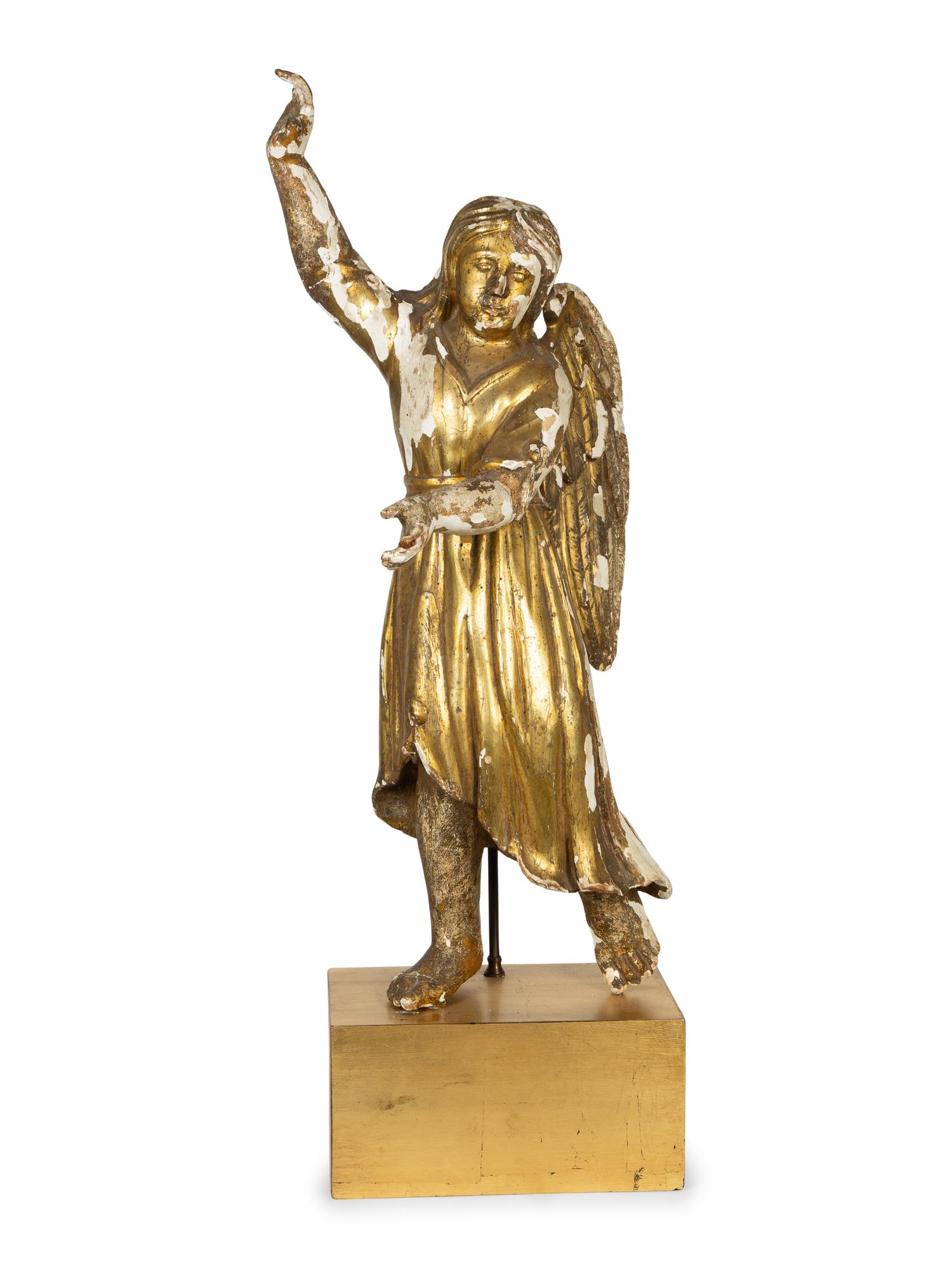 A Continental Giltwood Figure of an Angel