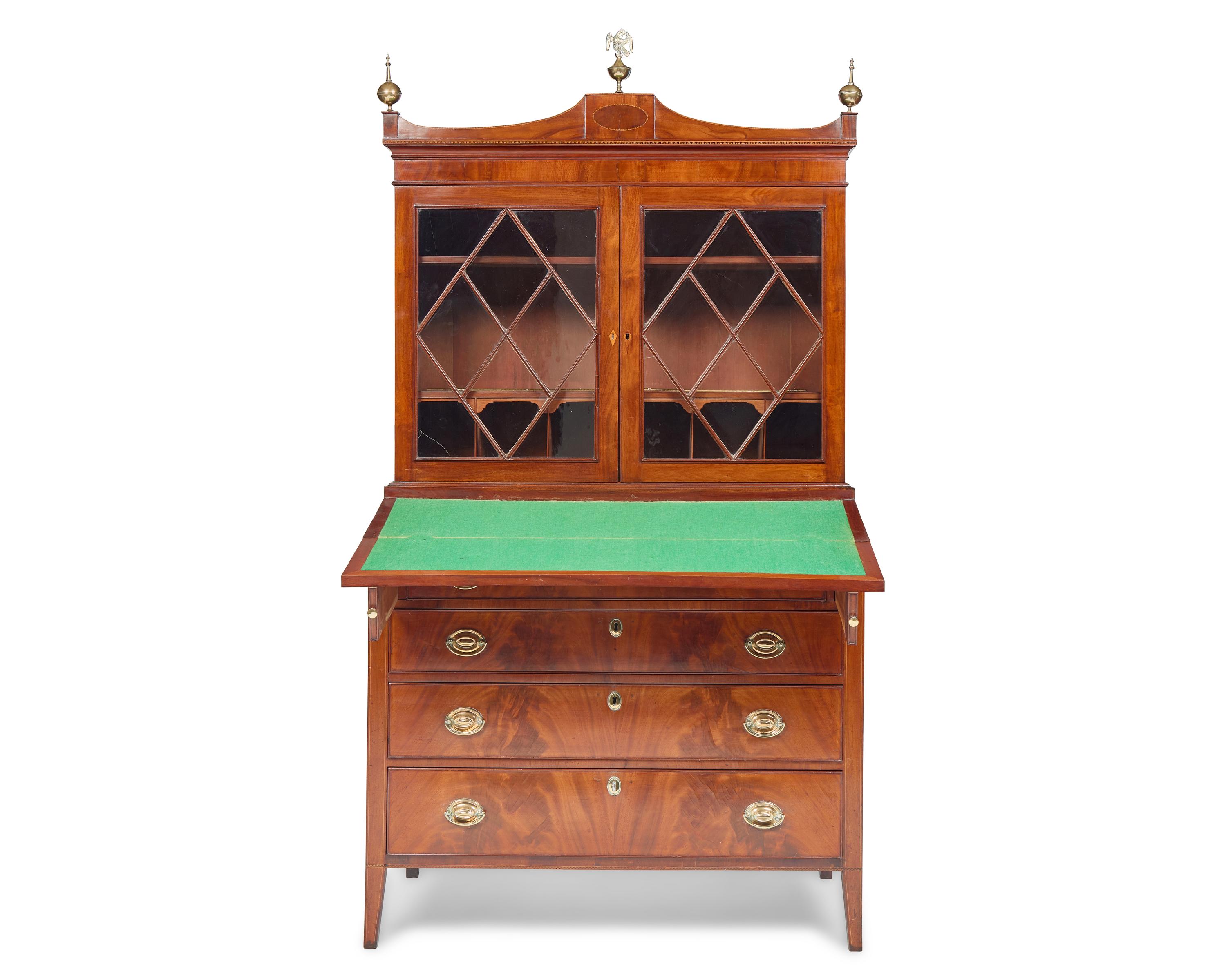 A Federal Inlaid Mahogany Secretary Desk