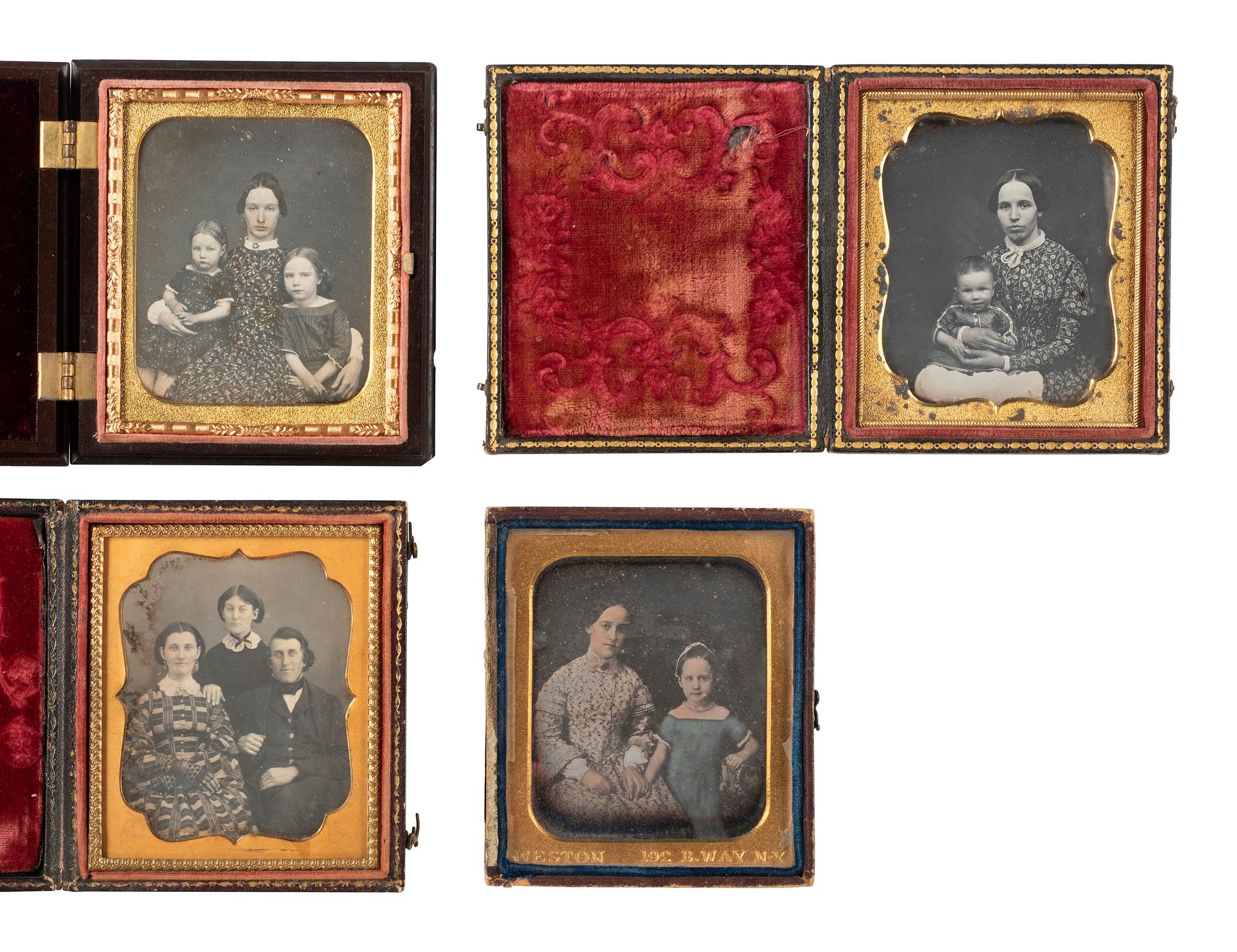 [EARLY PHOTOGRAPHY]. 18 sixth plate daguerreotypes featuring parents with children.