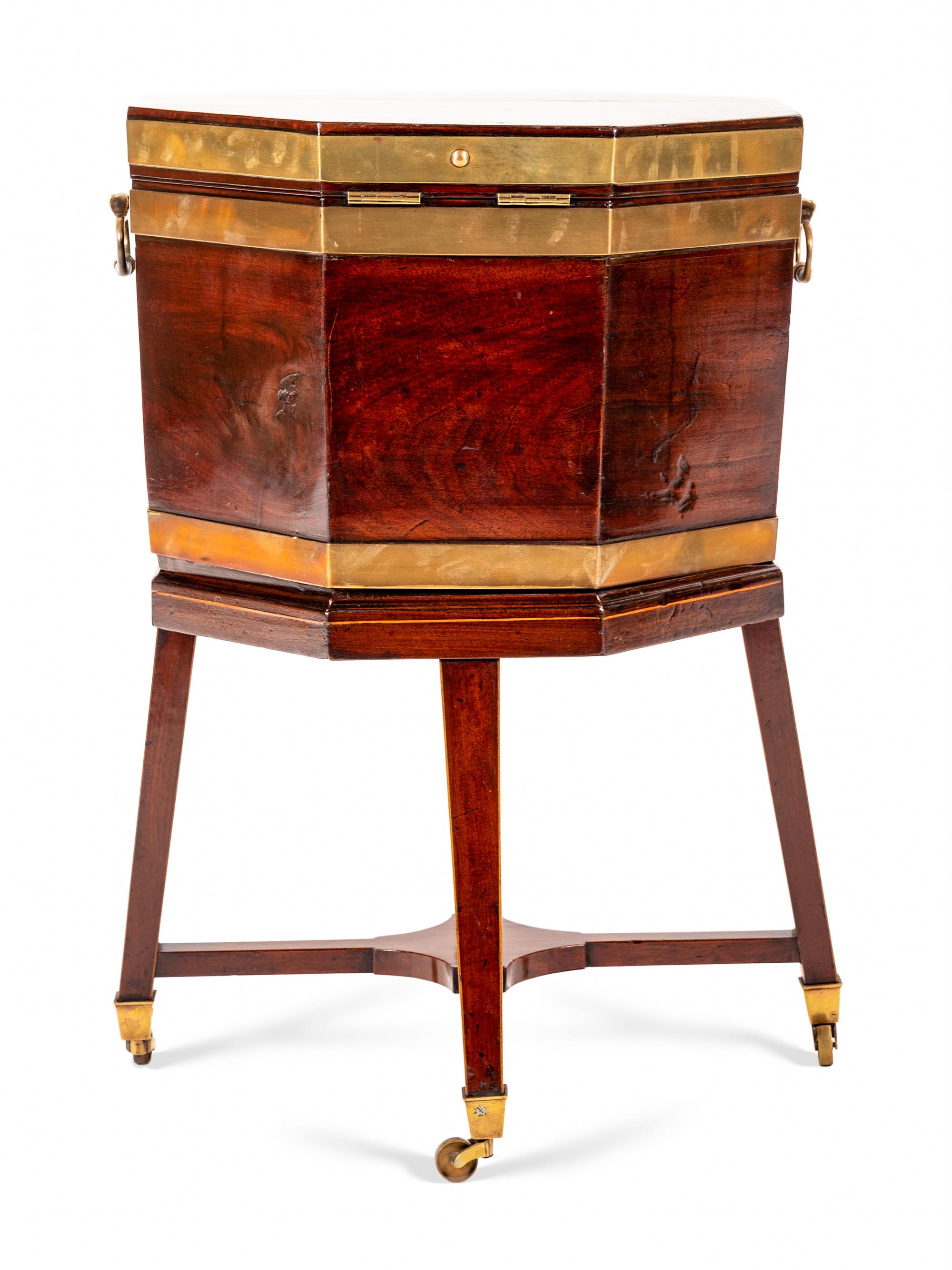 A George III Brass Banded Mahogany Cellarette