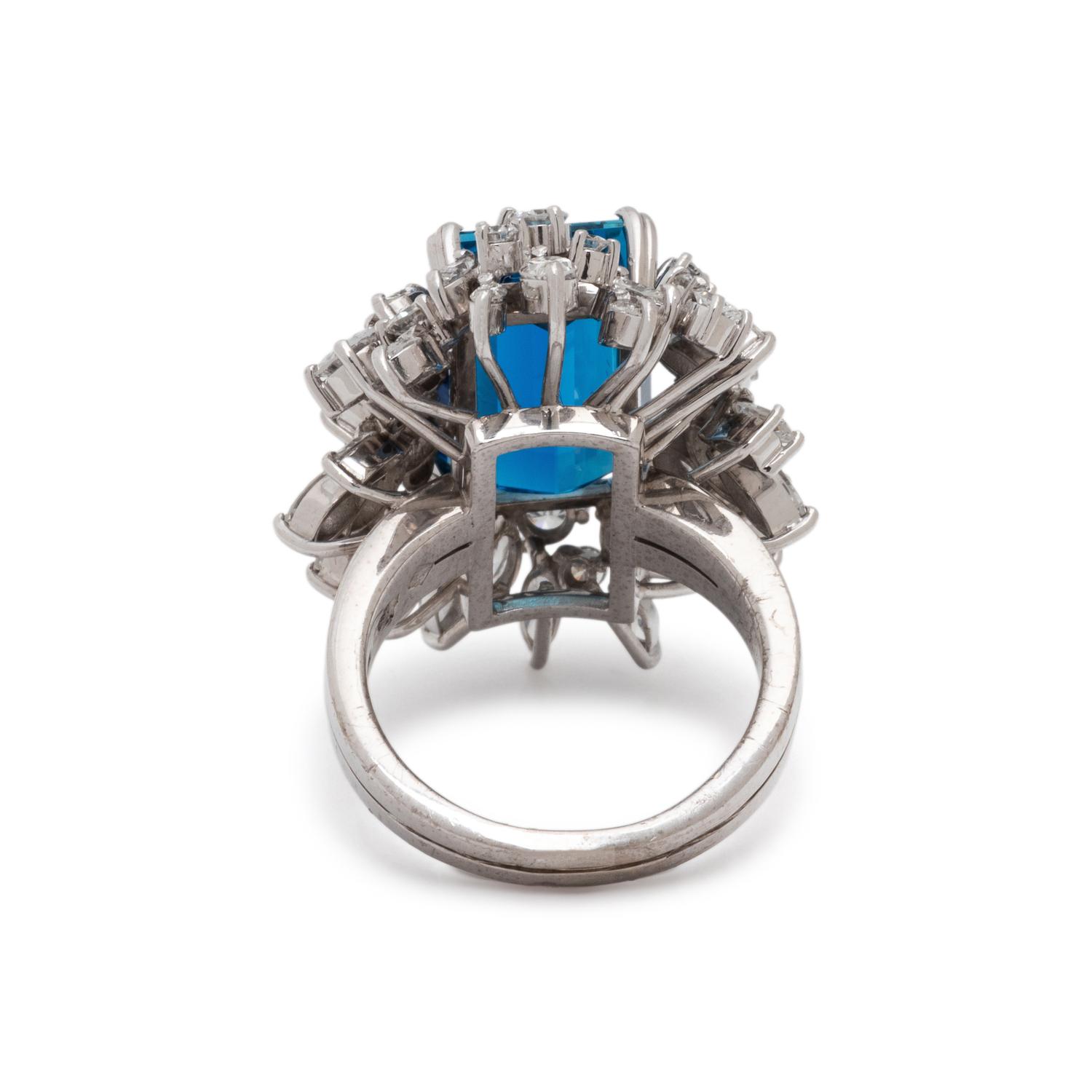 AQUAMARINE AND DIAMOND RING