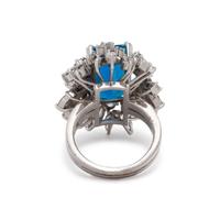 AQUAMARINE AND DIAMOND RING