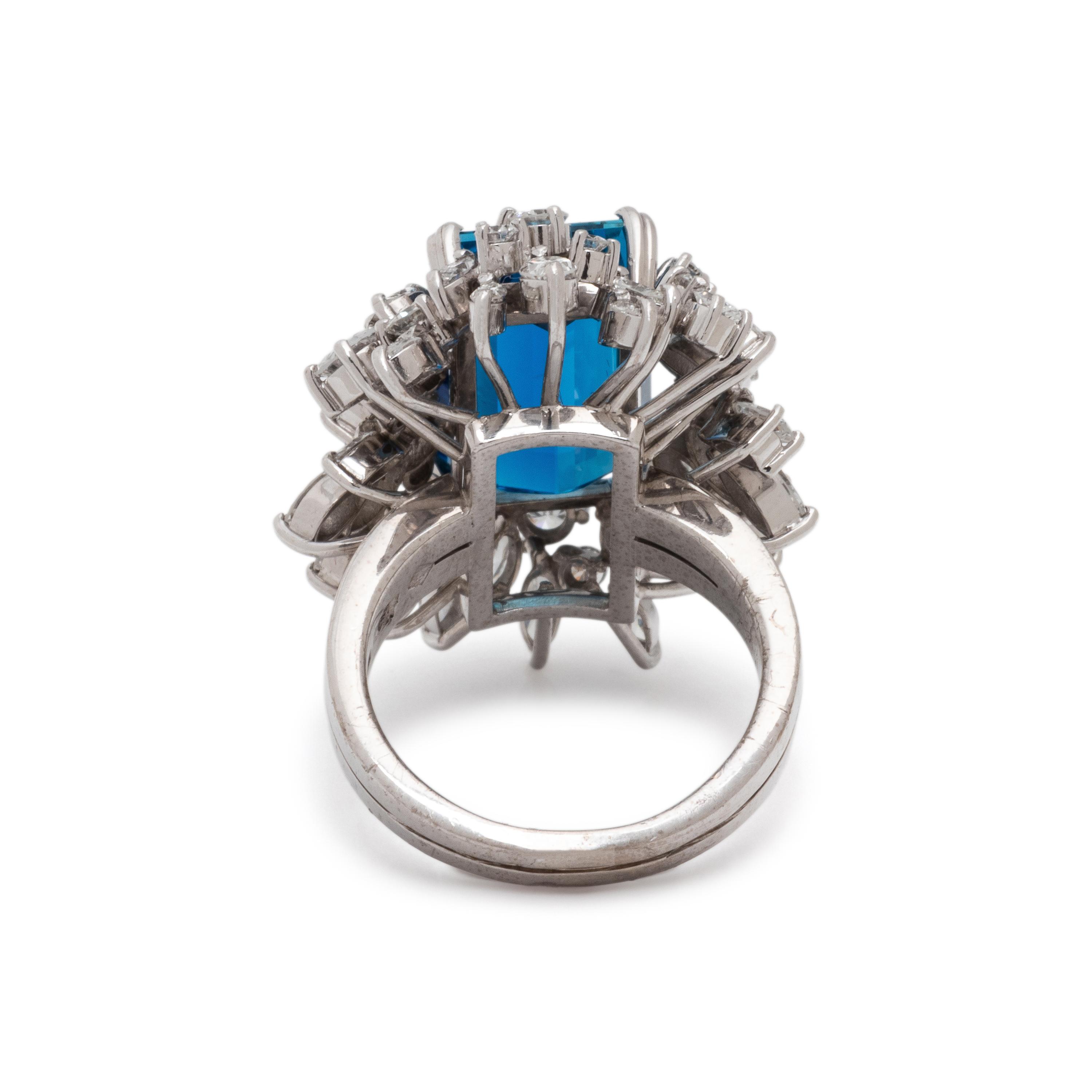 AQUAMARINE AND DIAMOND RING
