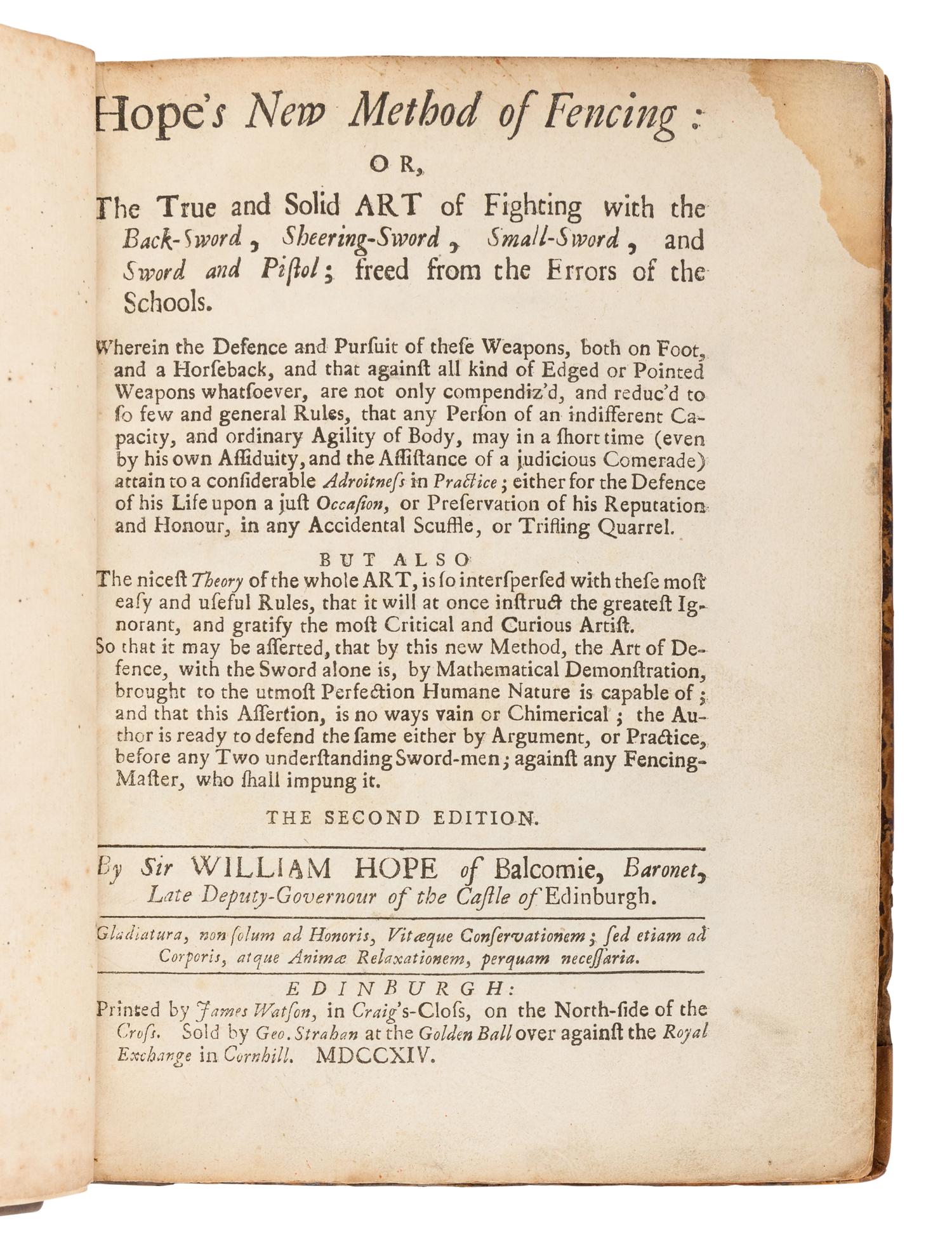 [FENCING]. A group of 3 18th- and 19th-century English works about Fencing, comprising: