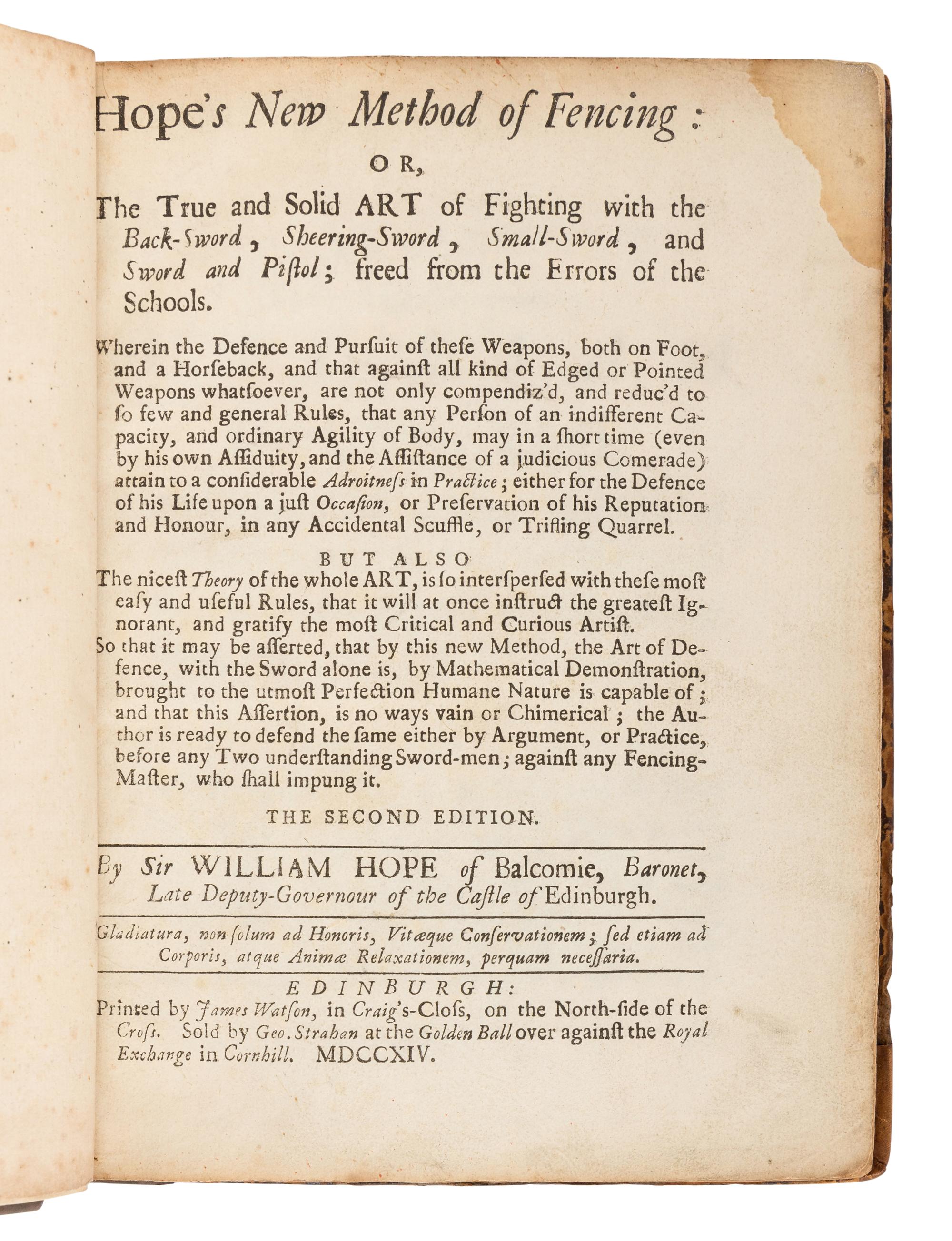 [FENCING]. A group of 3 18th- and 19th-century English works about Fencing, comprising: