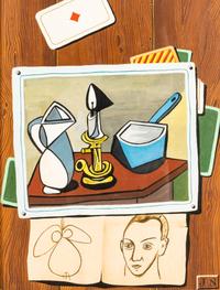 Two Italian Trompe-L'Oeil Collage Paintings — 20TH CENTURY