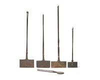 A Group of Five Wrought Iron Waffle Irons, French and Flemish, Late 18th and 19th Century