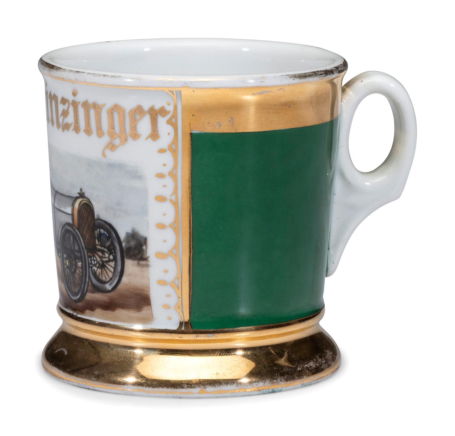 A Race Car Driver's Porcelain Occupational Shaving Mug