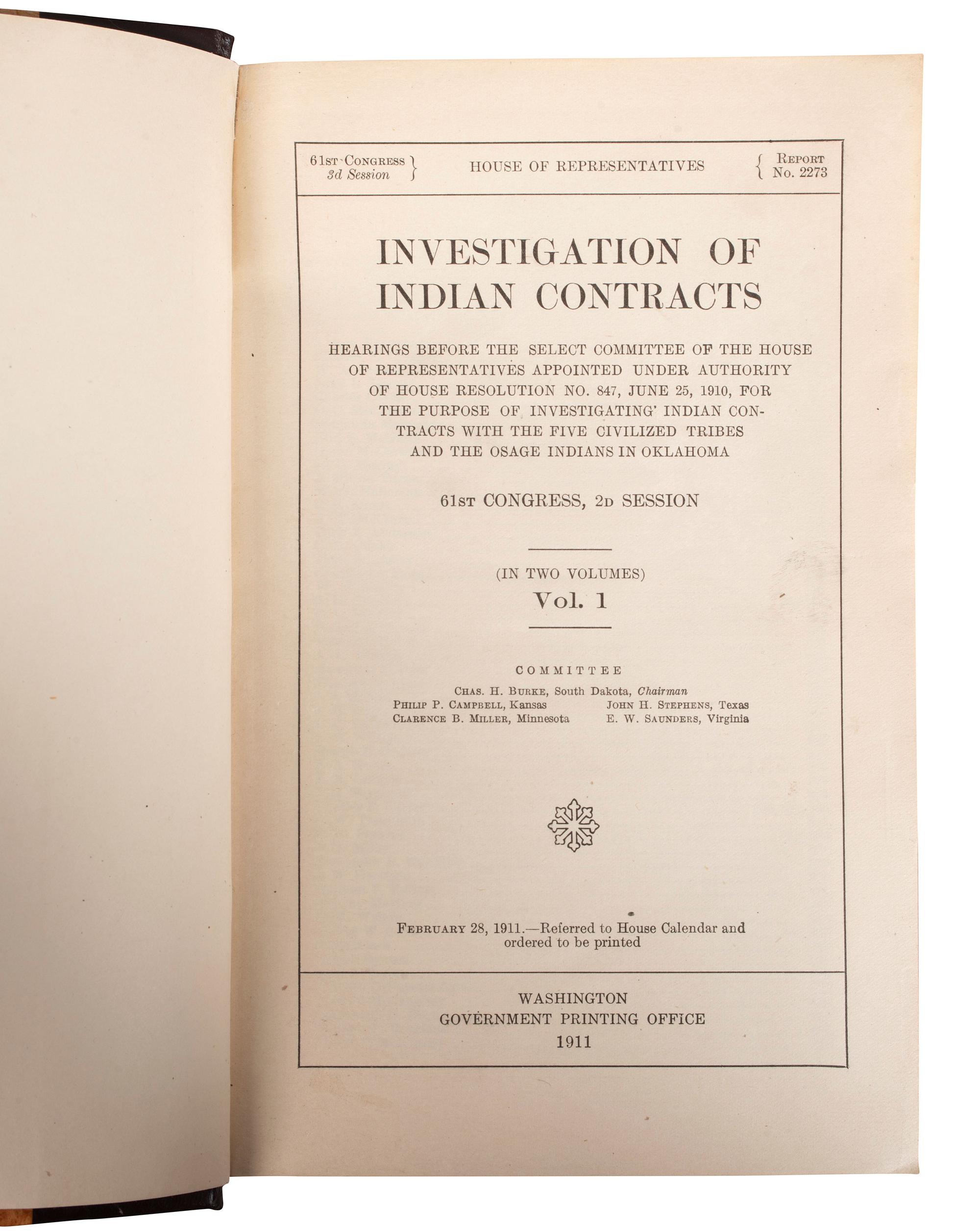 [NATIVE AMERICANS -- TREATIES]. A group of 6 works related to Indian treaties, comprising: