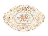 A French Parcel Gilt and Hand Painted Porcelain Tureen