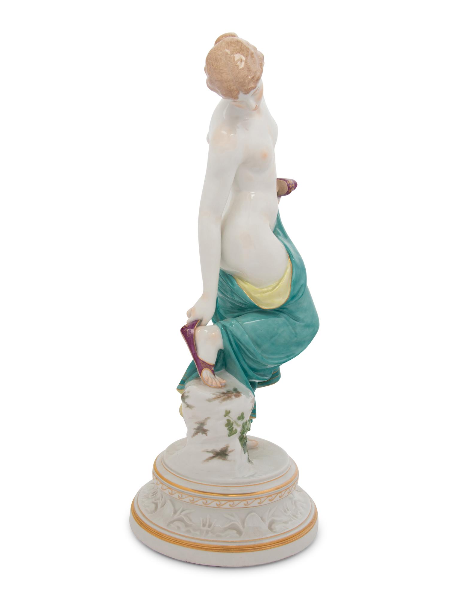 A Large Meissen Porcelain Figure of a Bathing Lady