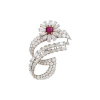 CARTIER, PARIS, RUBY AND DIAMOND SPRAY BROOCH
