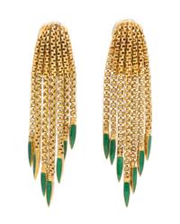 A Pair of 18 Karat Yellow Gold and Enamel Fringe Earclips, Italian, 11.50 dwts.