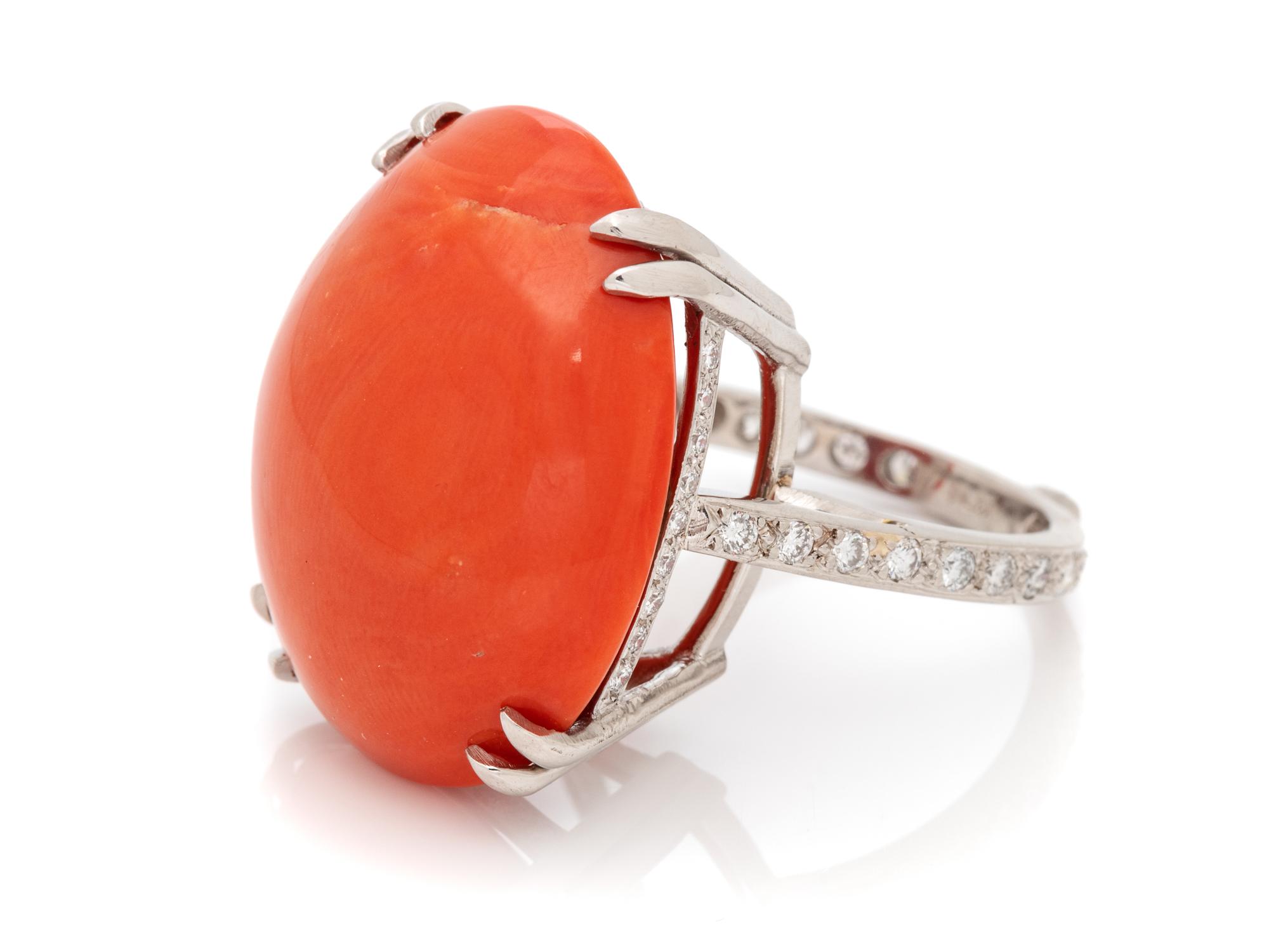 CORAL AND DIAMOND RING