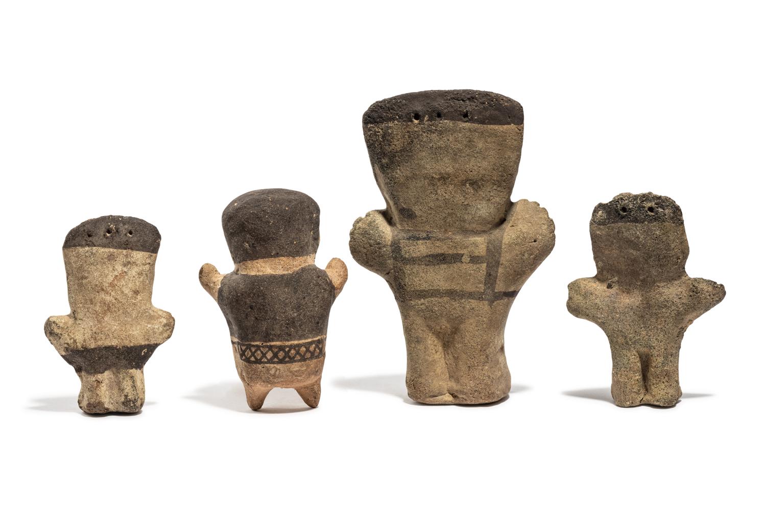 Four Chancay Polychrome Figures