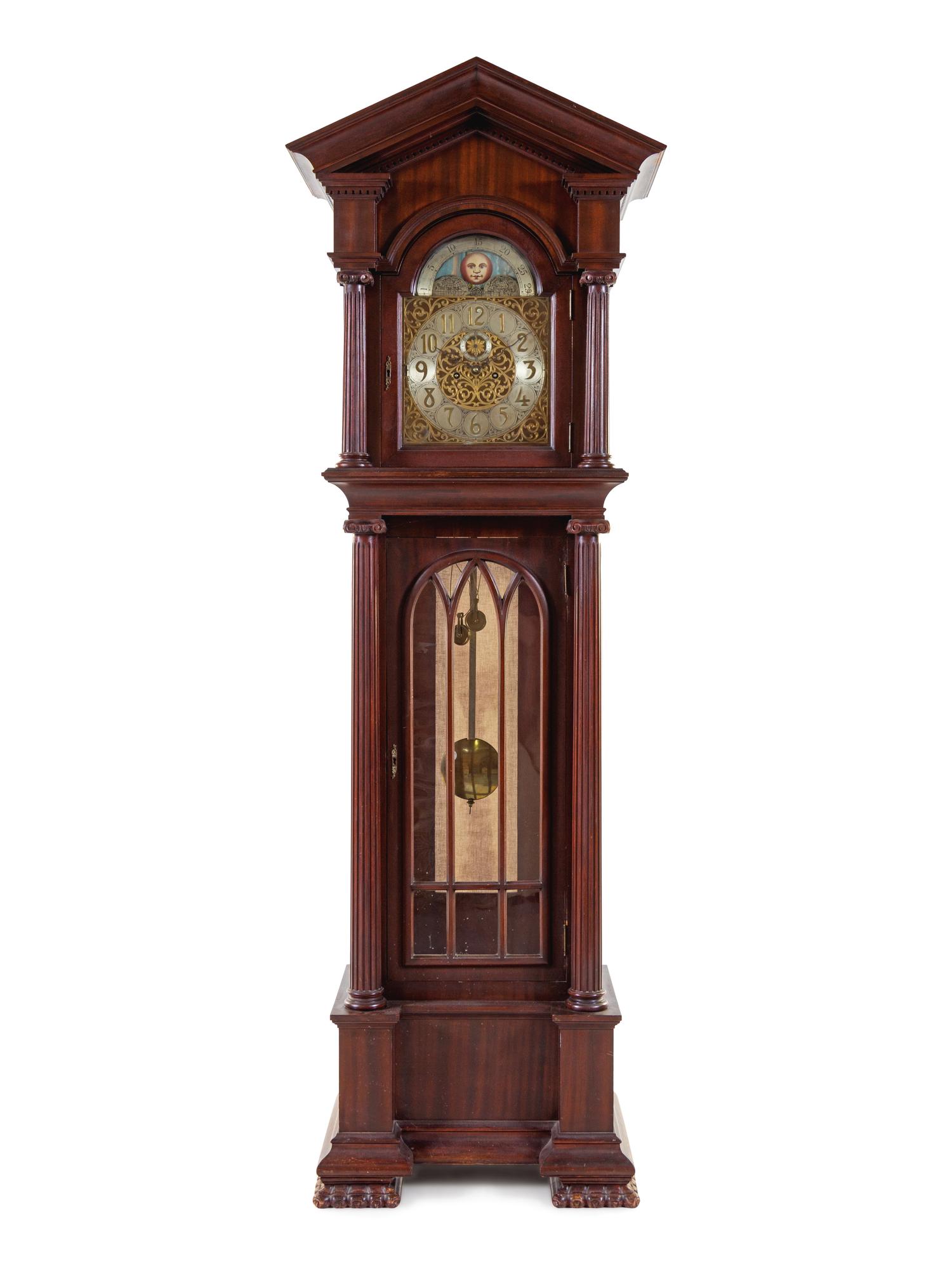 An American Mahogany Tube-Striking Tall Case Clock