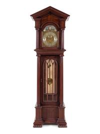 An American Mahogany Tube-Striking Tall Case Clock